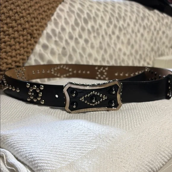 Prada Black Leather Studded Belt-NWT Prada black leather studded belt size 85 34 main image 3